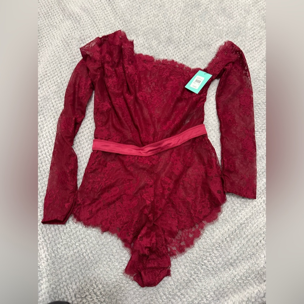 Frederick's of Hollywood Red Lace Bodysuit